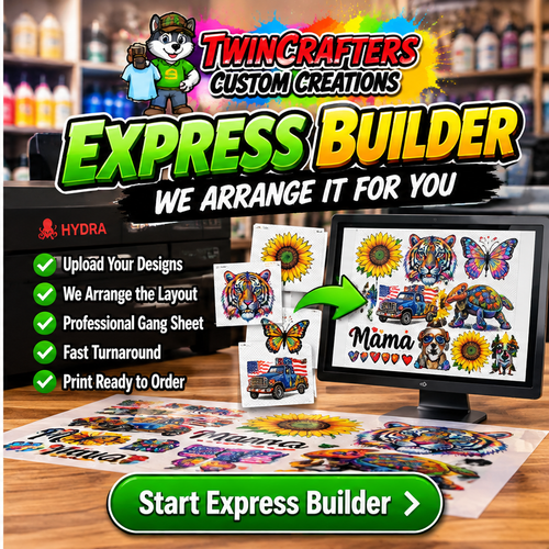 Express Builder custom DTF gang sheet - automatic gang sheet arrangement