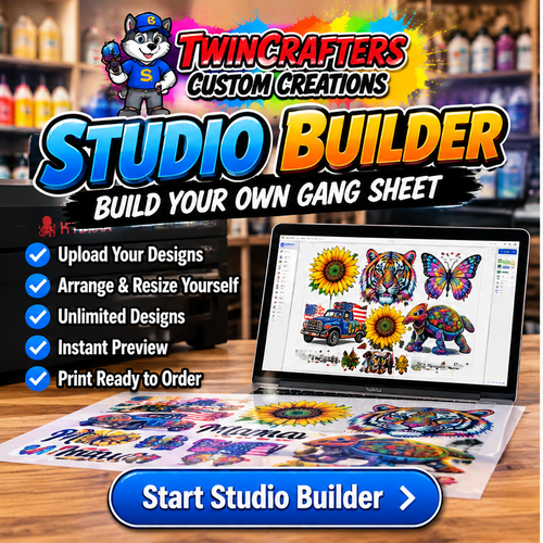 Studio Builder custom DTF gang sheet - build and arrange your own gang sheet